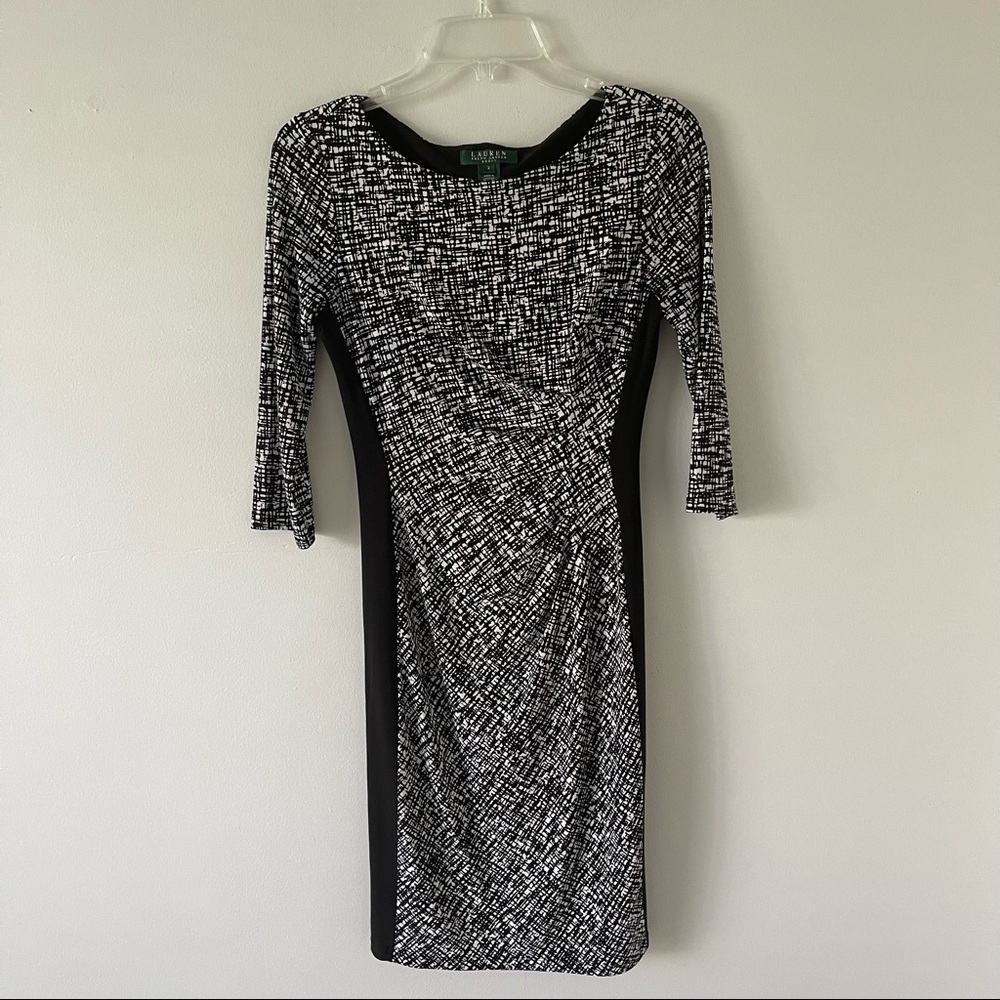 Lauren Ralph Lauren black white gray career dress